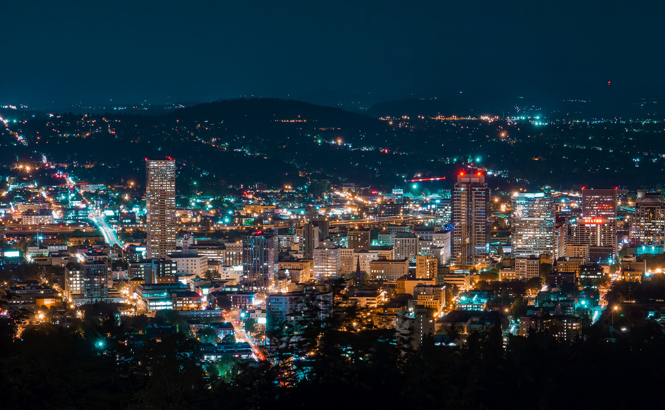 Portland, Oregon at night